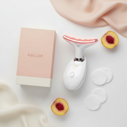 LED Gezichtsmassager - Flat Lay met Verpakking