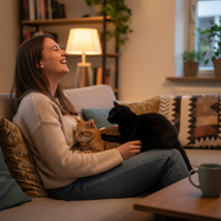 Vrouw met twee katten